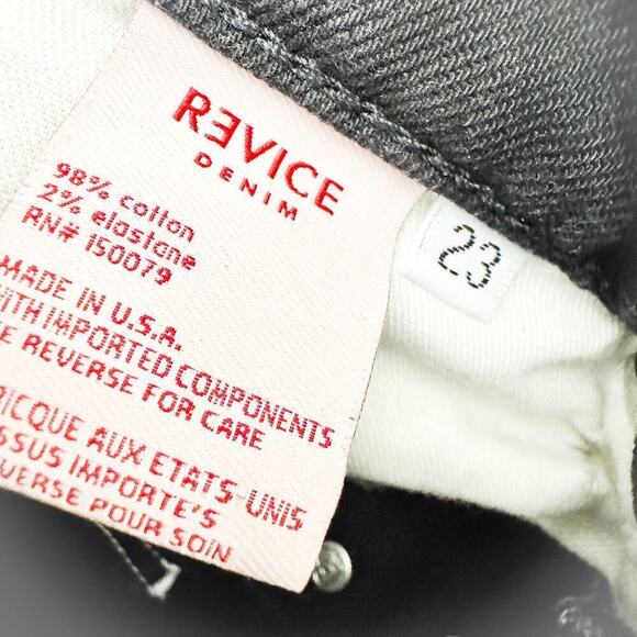 Revice Button Fly Bandana Paisley Patch Printed Straight Leg Denim Jeans Size 23 - Picture 5 of 8